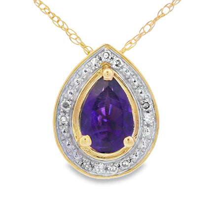 Amethyst Diamond Fashion Pendants 10KT Yellow Gold