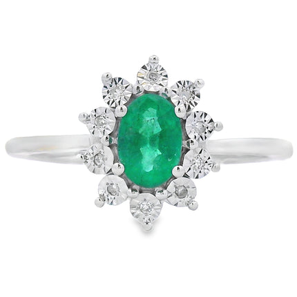 Genuine .43ct Emerald Diamond Ring 10KT White Gold