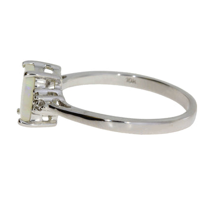 Genuine .02ct Opal Diamond Ring 10KT White Gold