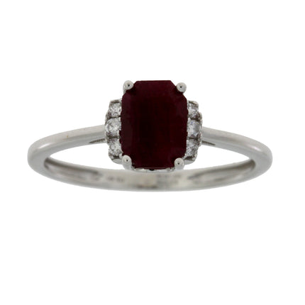 Genuine 1.38ct Ruby Diamond Ring 14KT White Gold