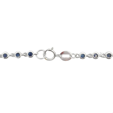 Natural .87ct Sapphire Diamond Bracelet 14KT White Gold