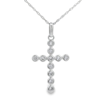 .15ct Diamond Cross Religious Pendant 14KT White Gold