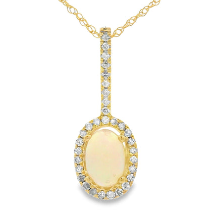 .10ct Opal Diamond Fashion Pendants 10KT Yellow Gold