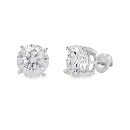 Natural 6.00ct Moissanite Stud Earrings Sterling Silver