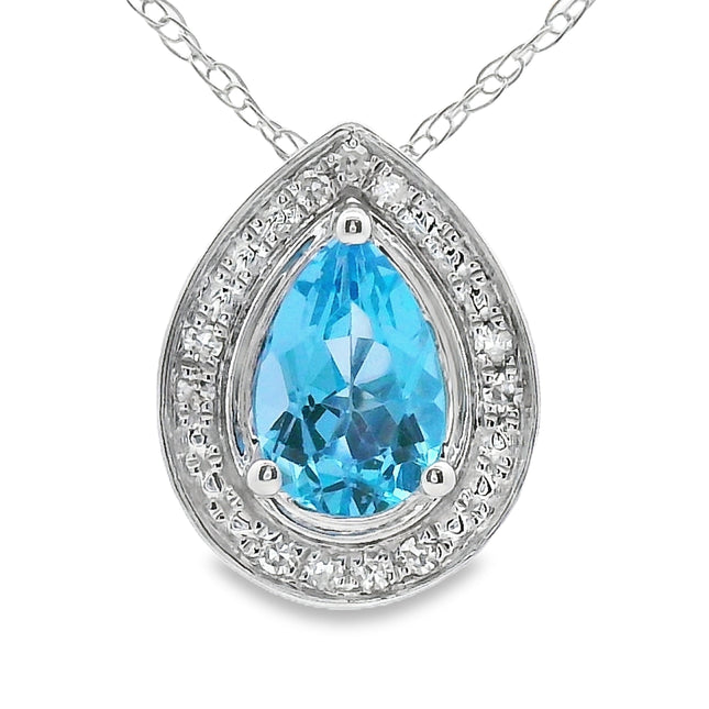 Blue Topaz Diamond Fashion Pendants 10KT White Gold