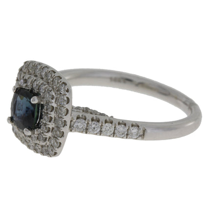 Natural 1.22ct Sapphire Diamond Ring 14KT White Gold