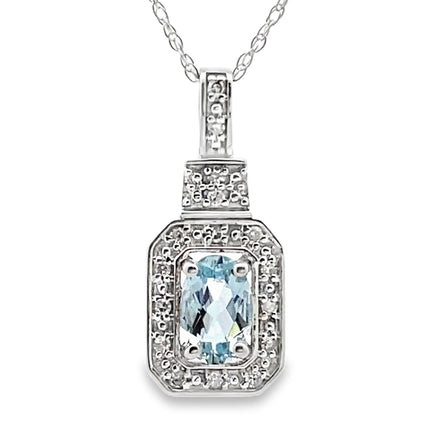 Aquamarine Diamond Fashion Pendants 10KT White Gold