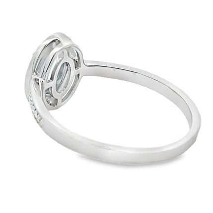 Natural .40ct Aquamarine Diamond Ring 10KT White Gold