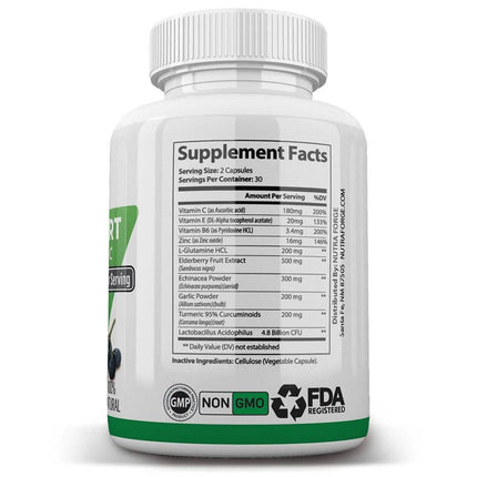 Immune Support Supplement with Elderberry, Vitamin C, Echinacea, Zinc, Garlic, Turmeric 1600mg NON GMO, GMP