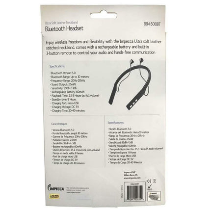 IMPECCA EBN-500BT Bluetooth Leather Neckband Stereo Earphone