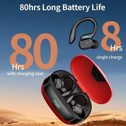 In-Ear Headphones With Noise Cancelling Mic, Sport Earhook & LED Display