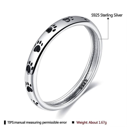 INALIS Cat Footprint 925 Sterling Silver Ring