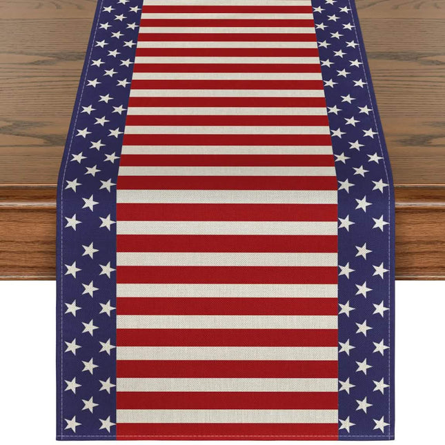 Independence Day Linen Burlap Table Bunting