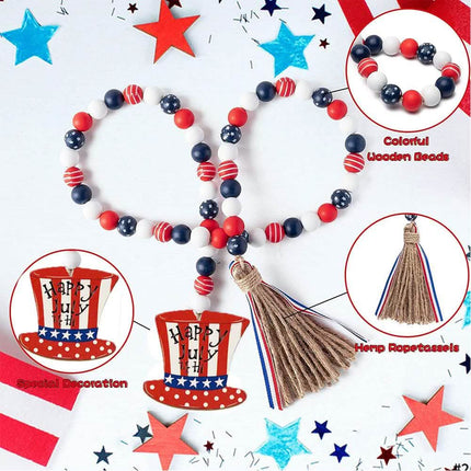 Independence Day Wooden Bead Wreath