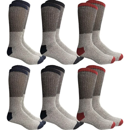 Insulated Thermal Cotton Cold Weather Crew Socks for Men or Women -6_Pack-Women