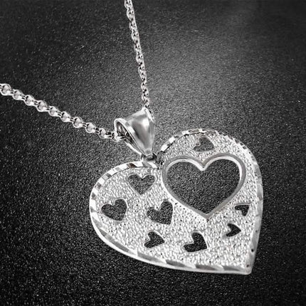 Italian Made Sterling Silver Diamond Cut Heart Necklace