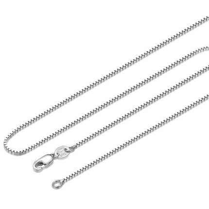Italian Sterling Silver 1mm Unisex Box Chain Necklace