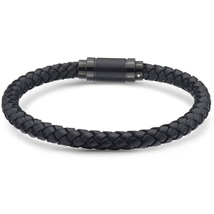 Jarrix Steel Men's Bracelet Leather Stainless Steel Magnetic Closure