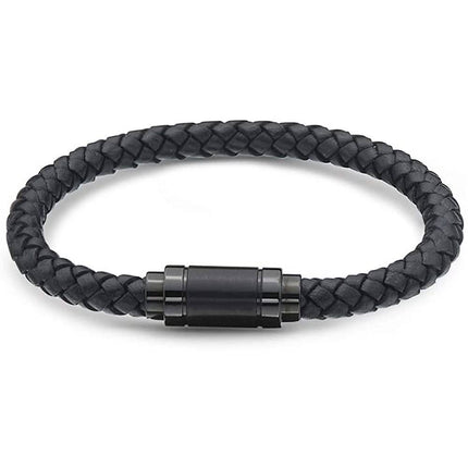 Jarrix Steel Men's Bracelet Leather Stainless Steel Magnetic Closure