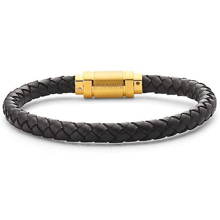 Jarrix Steel Men's Bracelet Leather Stainless Steel Magnetic Closure