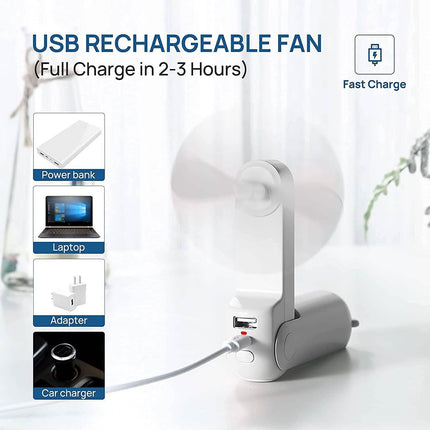 JISULIFE 3-in-1 Portable Small Pocket Fan with Power Bank