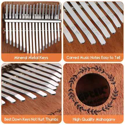 Kalimba 17 Keys Thumb Piano with Tuning Hammer and Bag