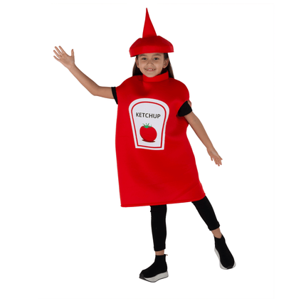 Ketchup Bottle Costume for Kids and Adults, Red Condiment Character Outfit