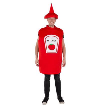 Ketchup Bottle Costume for Kids and Adults, Red Condiment Character Outfit