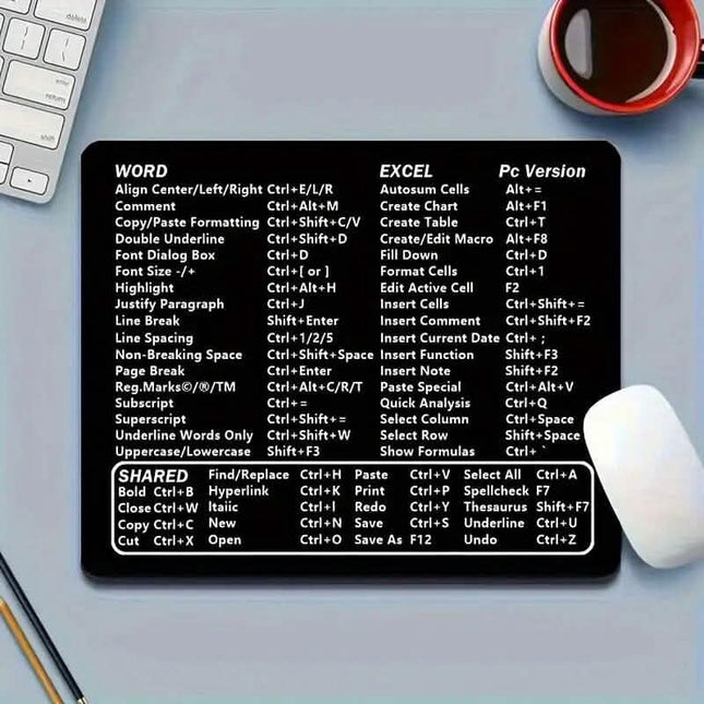 Keyboard Shortcuts Mouse Pad for Microsoft Word and Excel (PC Windows)