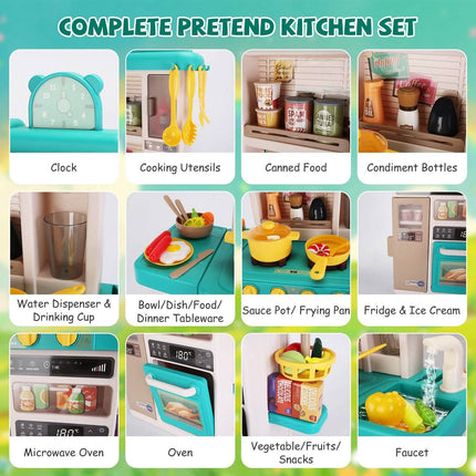 Kids Kitchen Play Set Interactive Pretend Kitchen Toys Cookware