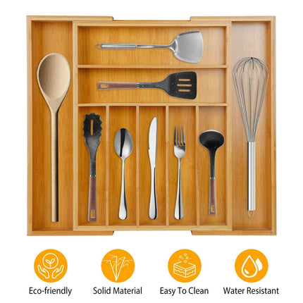 Kitchen Bamboo Expandable Cutlery Utensil Drawer Organizer