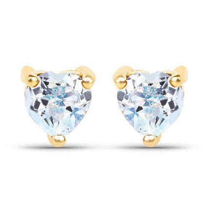 0.70 Carat Genuine Blue Topaz 14K Yellow Gold Earrings