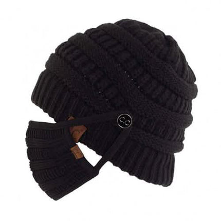 Knit Beanie with Matching Hook-On Mask