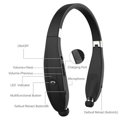 Kocaso Foldable Wireless Neckband Sweatproof Headset