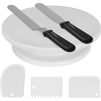 Kootek 11 Inch Rotating Cake Turntable with 2 Icing Spatula and 3 Icing Smoother