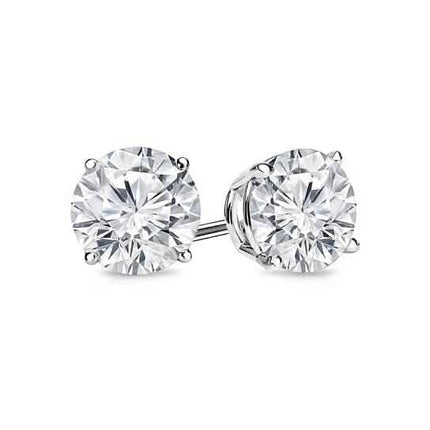 Lab Created White Topaz 6mm Round Cut 925 Sterling Silver Stud Earrings