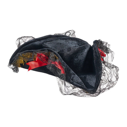 Adult Pirate Hat with Lace Trim – Classic Pirate Costume Accessory for Halloween & Cosplay