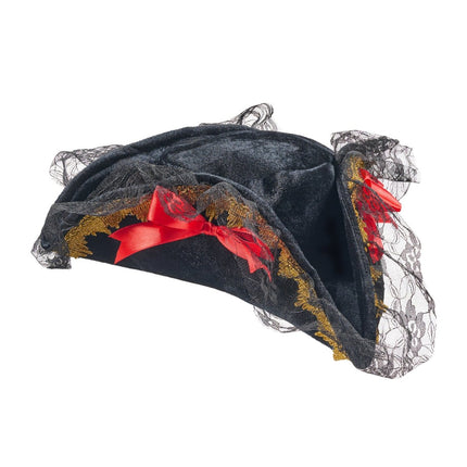 Adult Pirate Hat with Lace Trim – Classic Pirate Costume Accessory for Halloween & Cosplay
