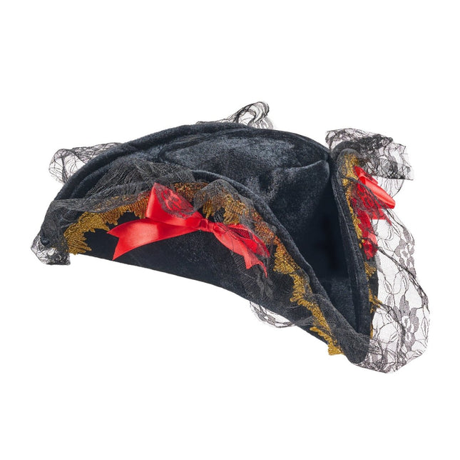 Adult Pirate Hat with Lace Trim – Classic Pirate Costume Accessory for Halloween & Cosplay
