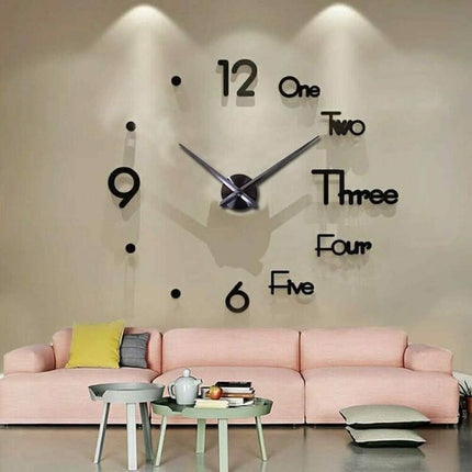 Large 3D Frameless Wall Clock Stickers