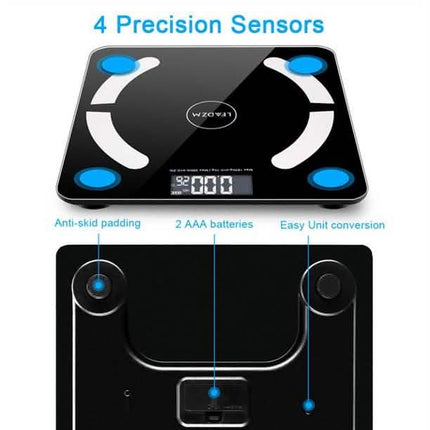 Digital Bathroom Wireless Fat Smart BMI Body Composition Analyzer Health Monitor Sync Data