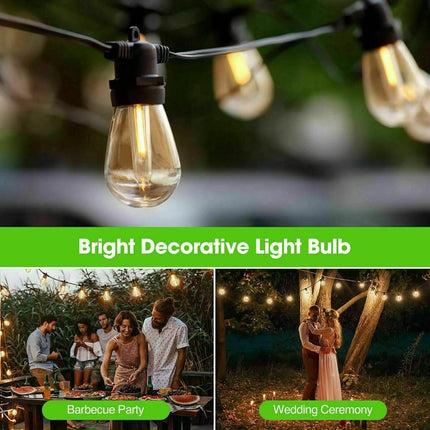 LED 15x S14 Bulbs Globe String Lights Commercial Grade Patio Outdoor Garden