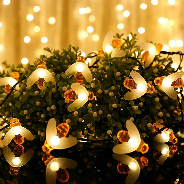 LED Solar String Bee Lights 30 Honeybees