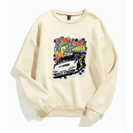 Letter and Car Print Oversized Sweatshirt
