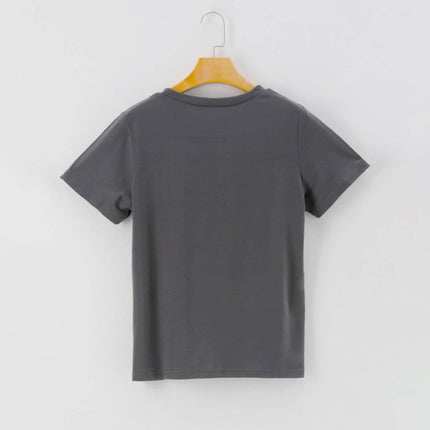 Letters Print Round Neck Short Sleeve Casual T-Shirt