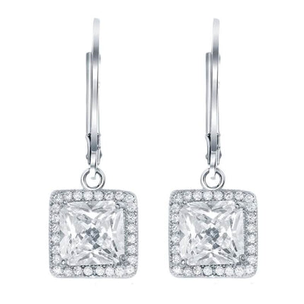 Leverback Elegance Princess Halo Drop Earring