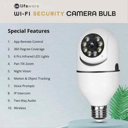 LifeWare Wireless 360-Degree Light Bulb Security Camera