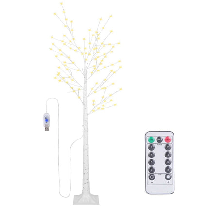Lighted Birch Tree Artificial White Birch Tree Wig with 8 Warm White Lighting Modes