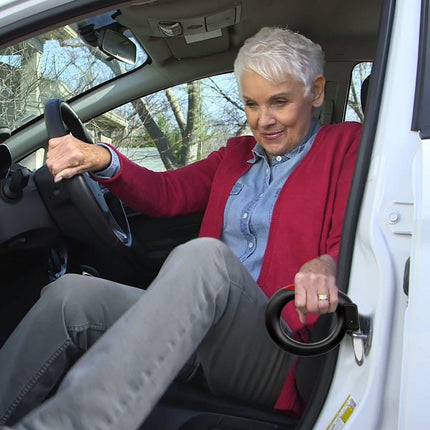 Limited Edition Round Car Cane Mobility and Standing Aid with Built-In Flashlight