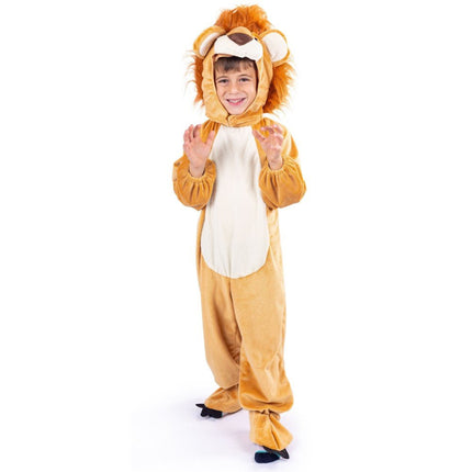 Kids Lion Costume with Plush Jumpsuit, Mane Hood and Tail